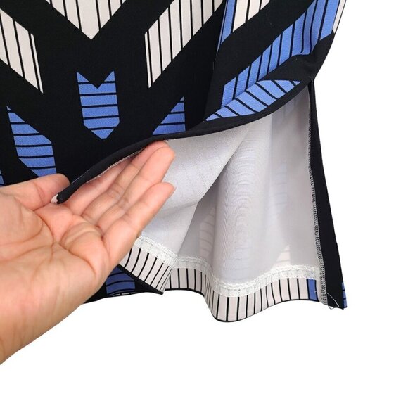 Worthington Black White Blue Striped Knee Length Skirt - Picture 5 of 6